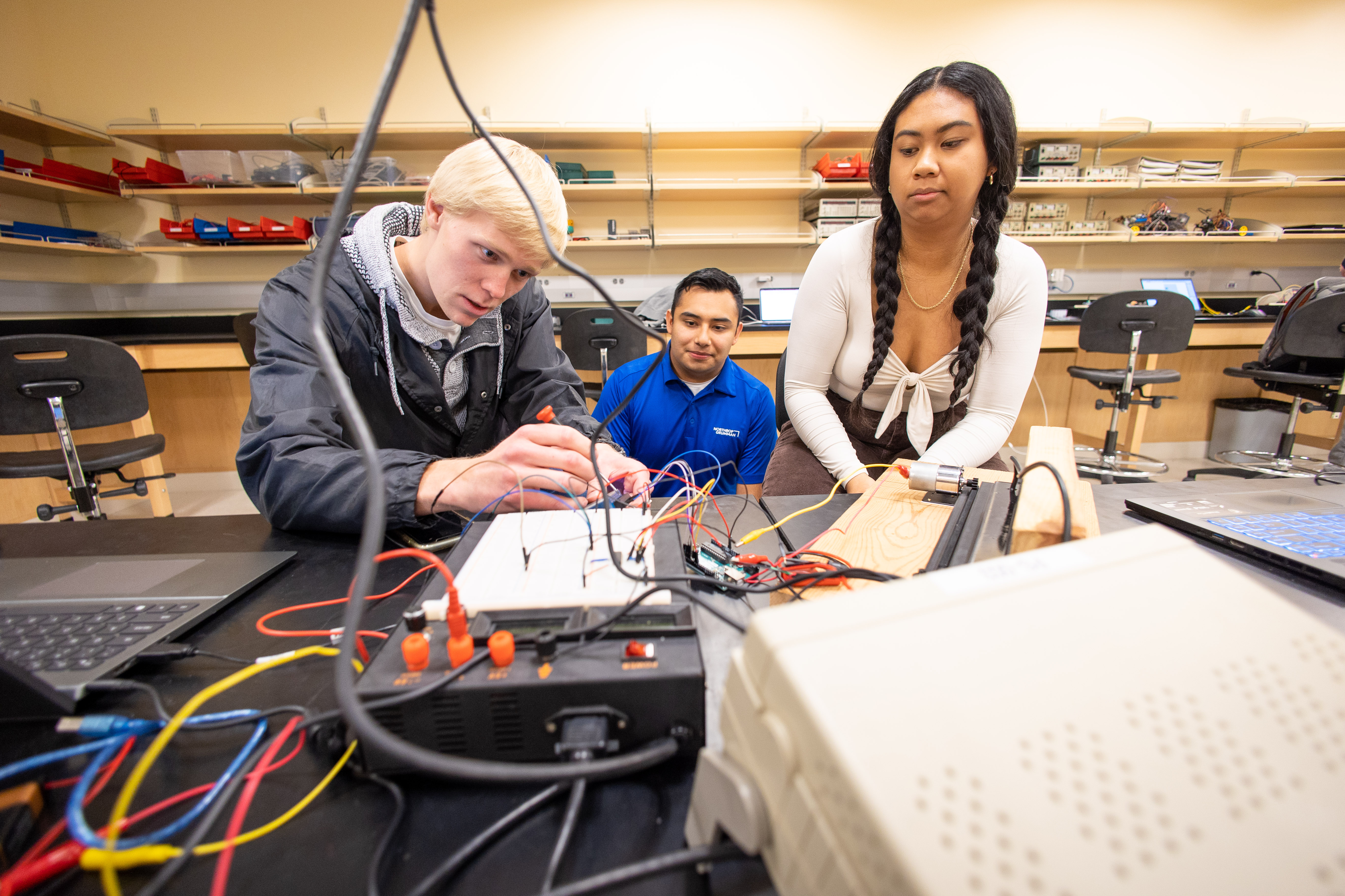 students doing research with professor