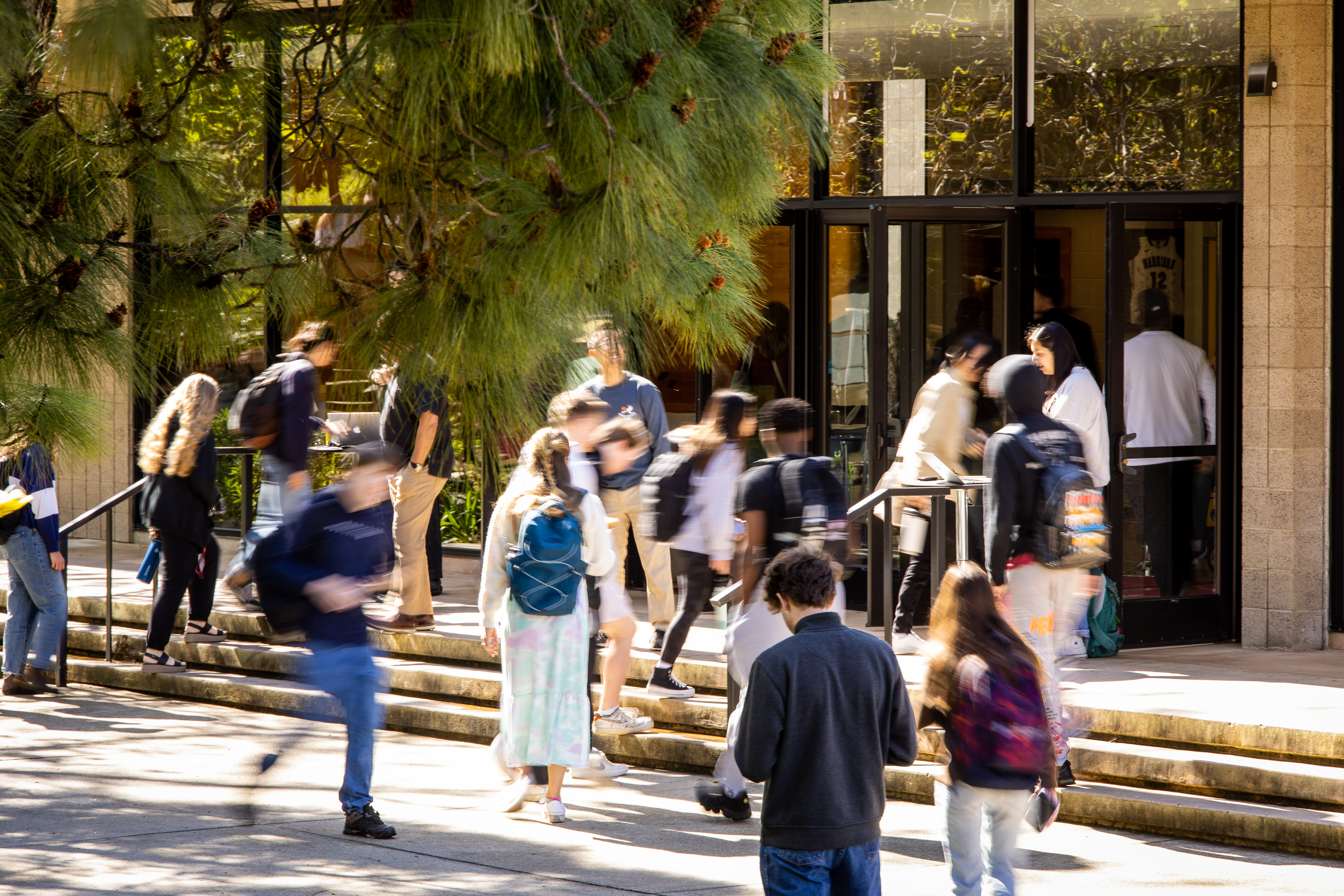 students walking on campus