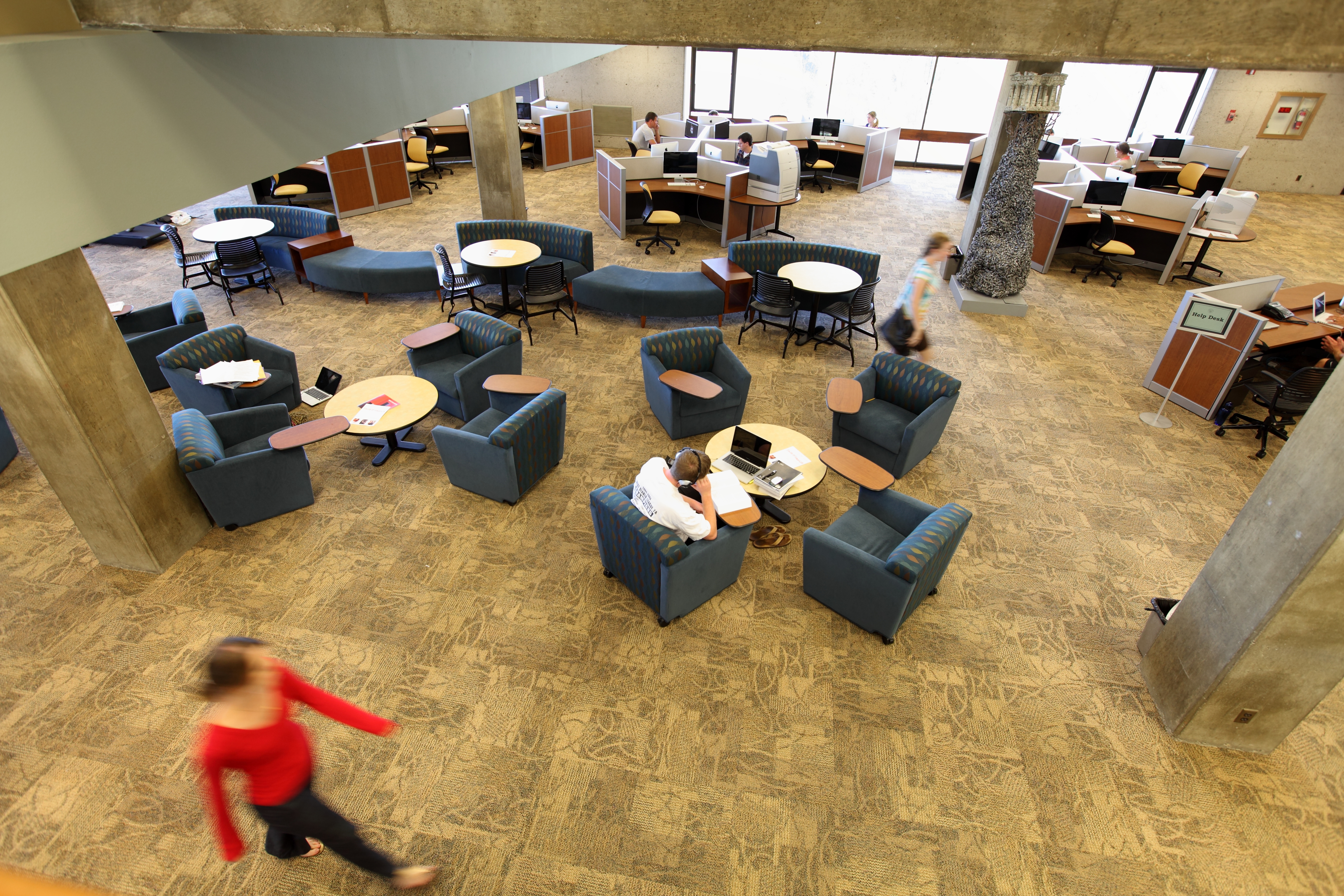 students studying in library