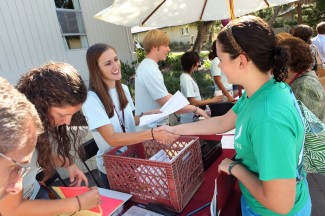 New students check into their rooms at Clark Hall