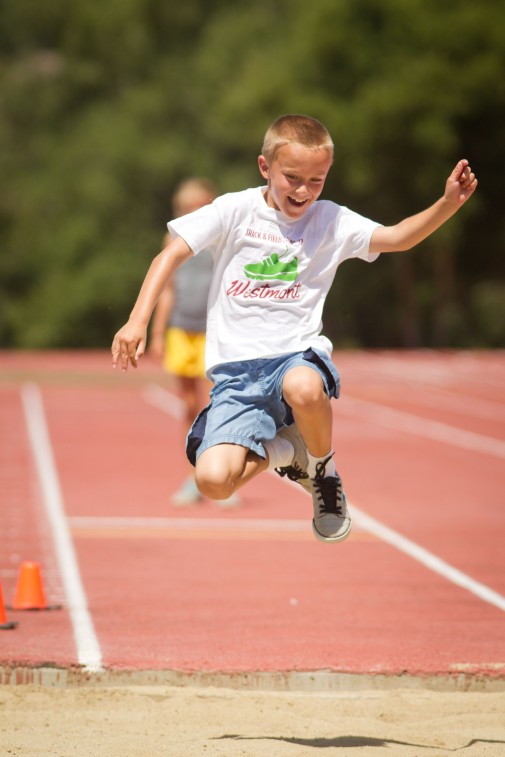 Vincent Rinaldi competes in the long jump during the 2012 Track and Field Camp