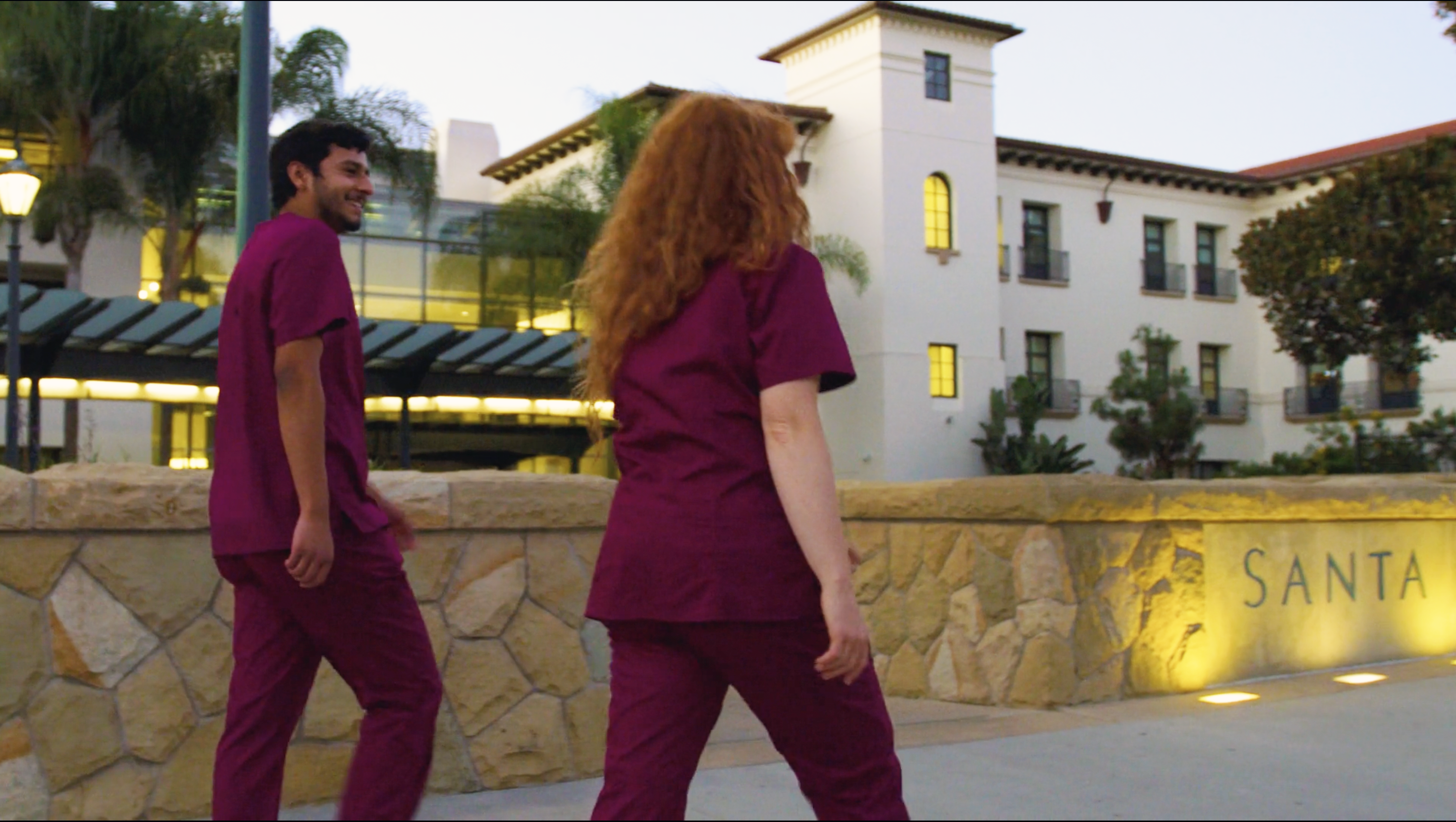 Nursing students walking to class.